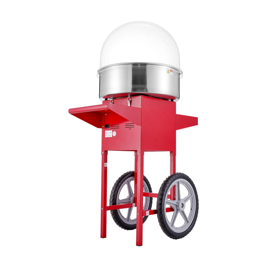 KFFKFF Electric Cotton Candy Maker on Wheels, 1000W Professional Sugar Floss Machine with Protective Lid, Metal Bowl, Sugar Spoon & Storage, Ideal for Domestic Use, Children's Birthdays