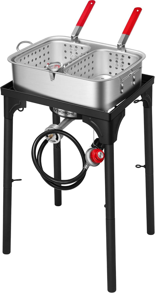 SPECSTAR Dual Basket Propane Deep Fryer and 54,000 BTU Cast Iron Burner Stand