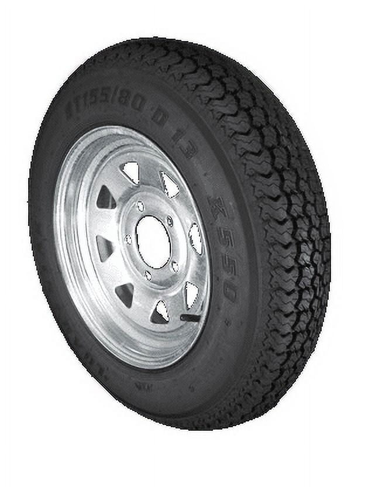 ST155/80D13 Kenda Loadstar Trailer Tire LRC on 5 Bolt Galvanized Spoke Wheel