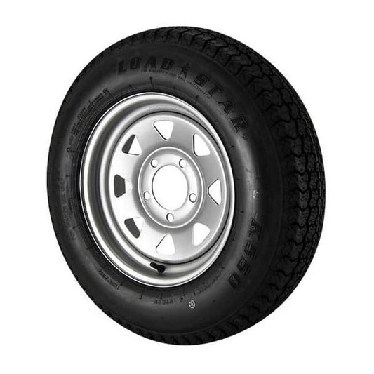 ST175/80D13 Loadstar Trailer Tire LRC on 5 Bolt Silver Spoke Wheel
