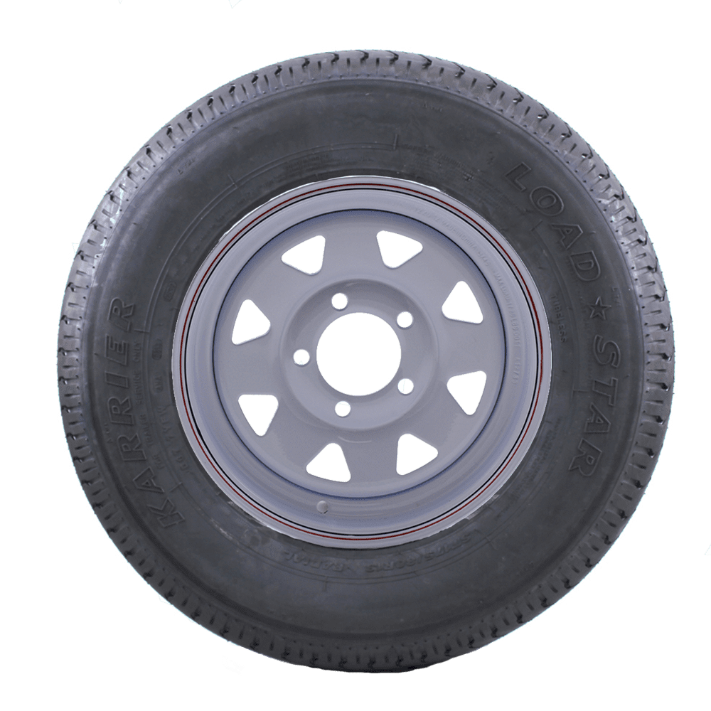 ST175/80D13 Loadstar Trailer Tire LRC on 5 Bolt White Spoke Wheel