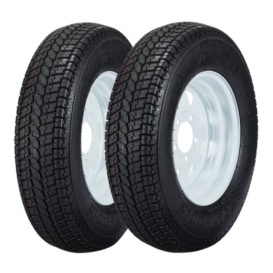 ST175/80D13 Trailer Tire with 13" Rims, ST175/80D13 175/80 13 B78-13 LRC 5 Lug on 4.5", 6PR, Load Range C White Spoke Wheel