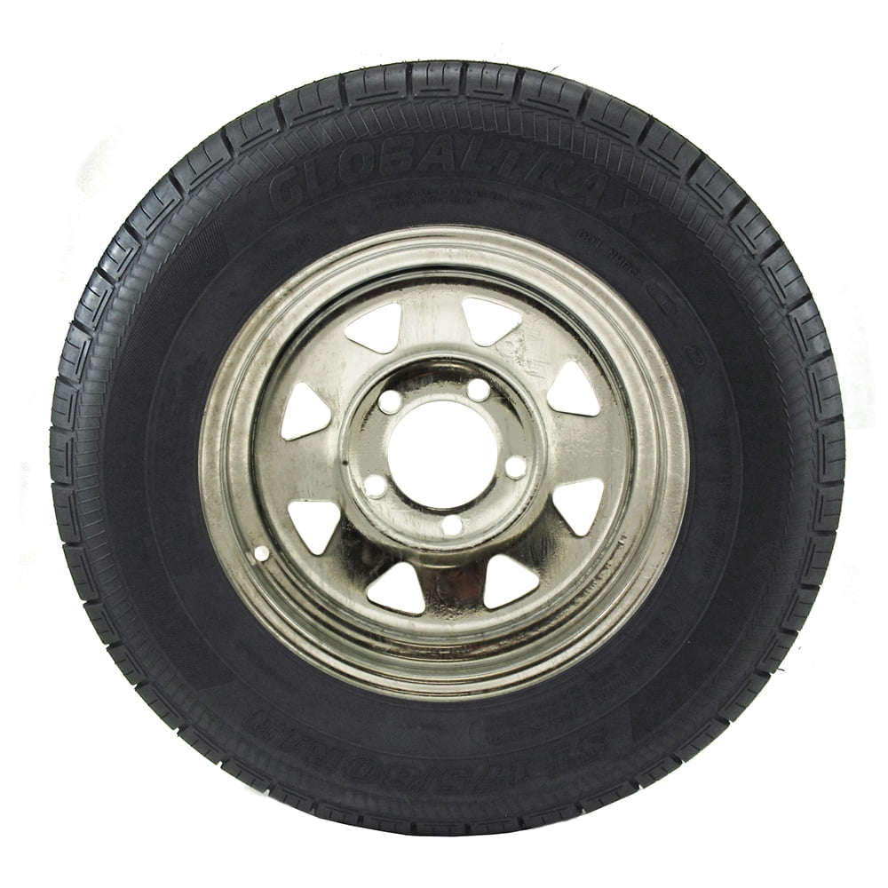 ST175/80R13 GlobalTrax Trailer Tire LRC on 5 Bolt Galvanized Spoke Wheel