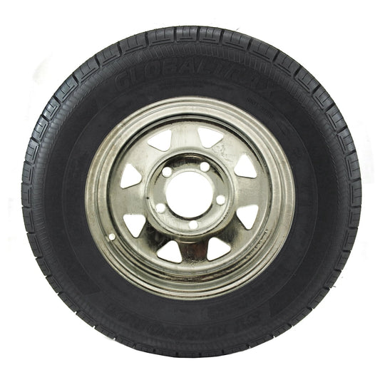 ST175/80R13 GlobalTrax Trailer Tire LRC on 5 Bolt Galvanized Spoke Wheel