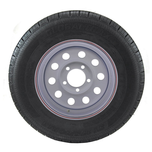 ST175/80R13 GlobalTrax Trailer Tire LRC on 5 Bolt White Mod Wheel