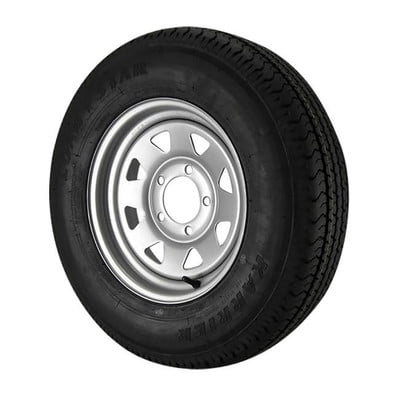 ST175/80R13 Loadstar Trailer Tire LRC on 5 Bolt Silver Spoke Wheel