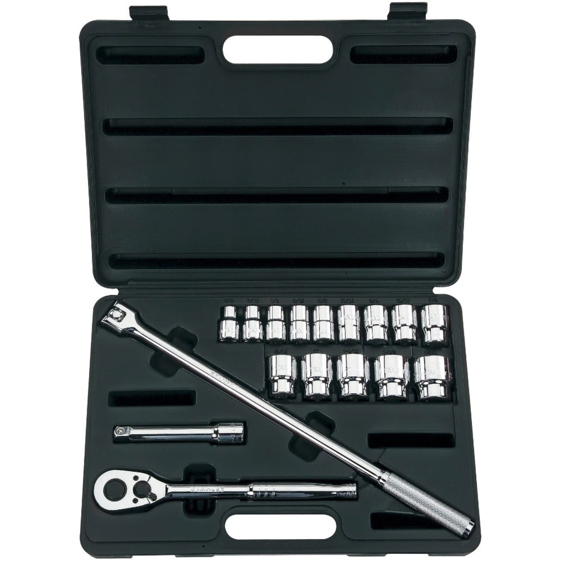 STANLEY 85-425, 1/2-inch Chrome Finish Socket Wrench & Set, 17 Piece