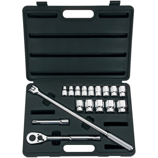 STANLEY 85-425, 1/2-inch Chrome Finish Socket Wrench & Set, 17 Piece
