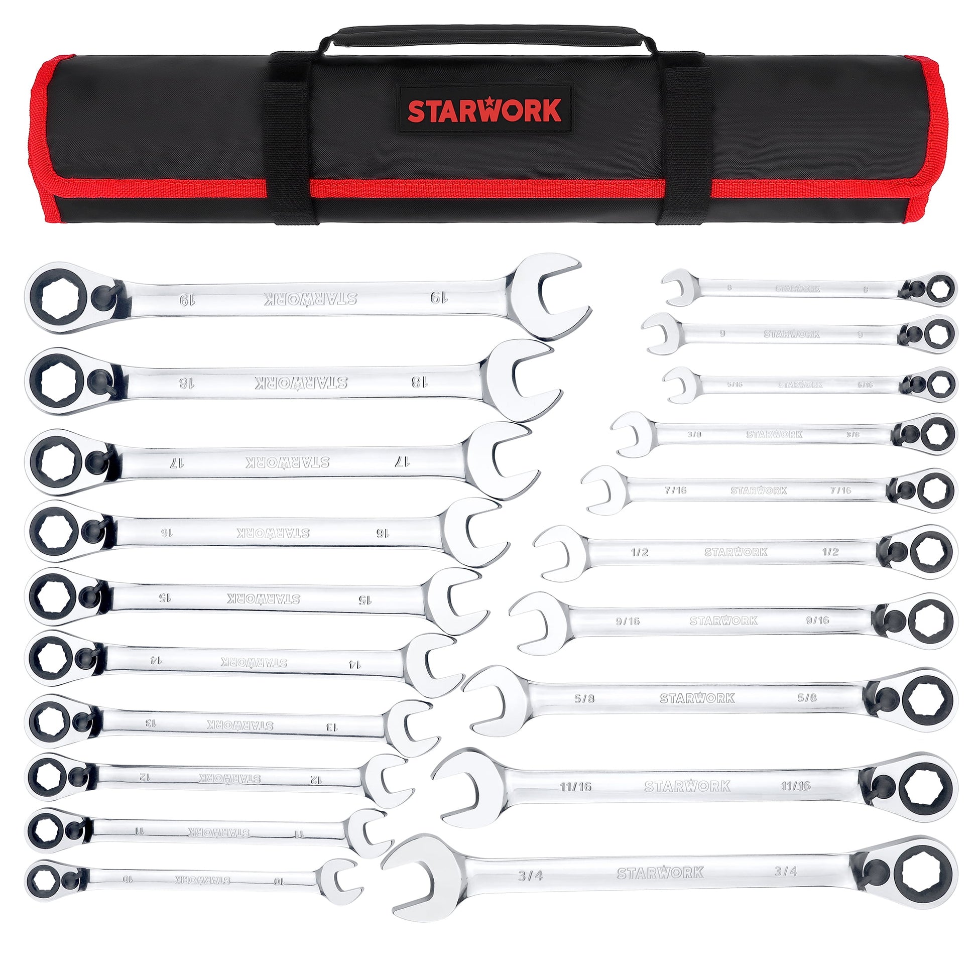 STARWORK TRUE MECHANIC™ 20 Pc. Reversible Ratcheting Combination Wrench Set