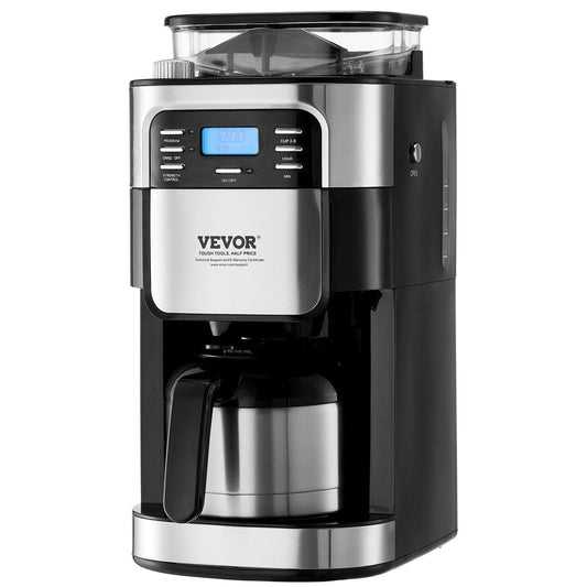STAWAY 8-Cup Coffee Maker with Grinder - Drip Coffee Machine with 24-Hour Timer, Adjustable Strength & Coarseness, Easy Clean Design for Fresh Coffee