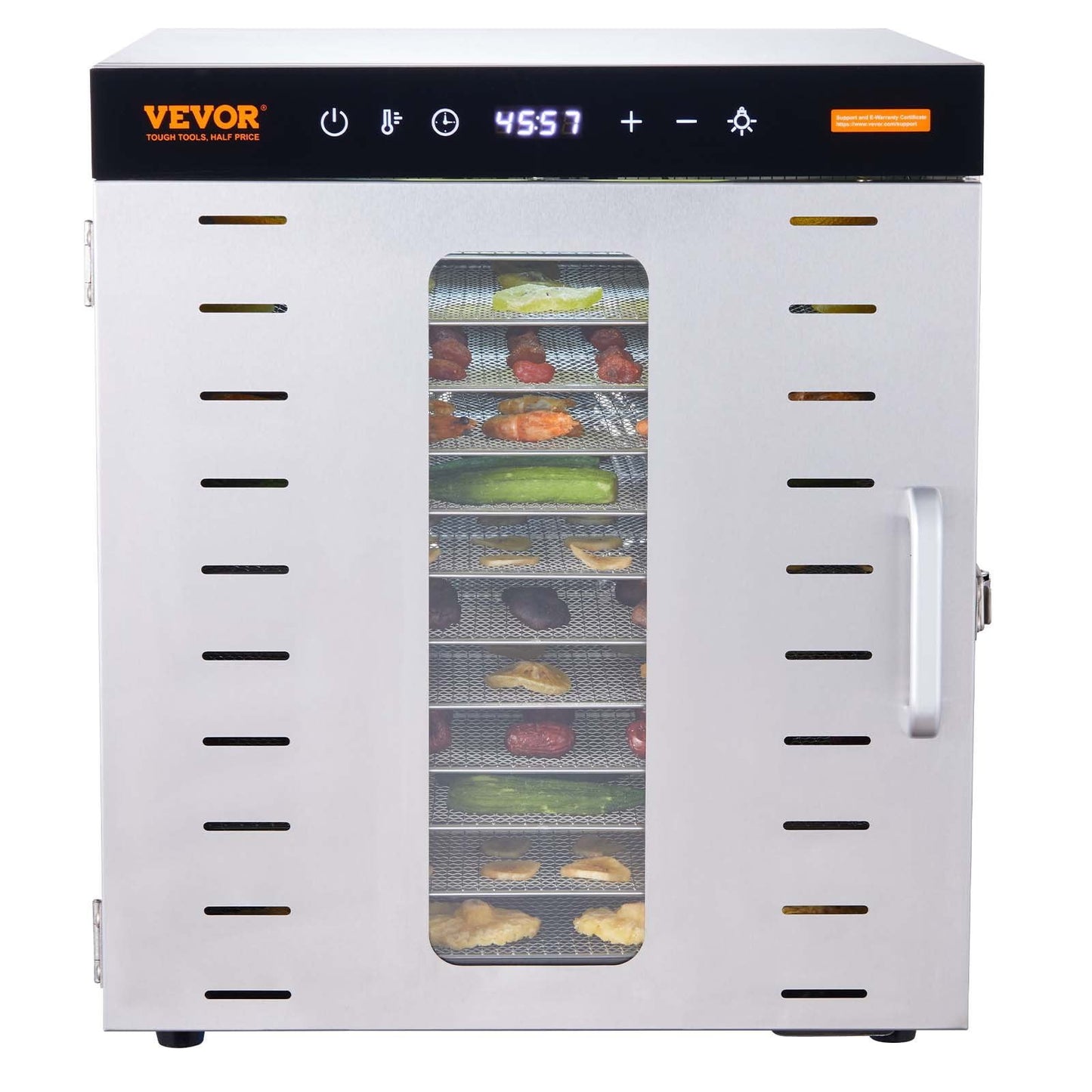 STAWAY Food Dehydrator - 10 Stainless Steel Trays, 1000W Electric Dryer for Jerky, Fruits & Veggies, Adjustable Timer & Temp, 360° Hot Air Circulation, Healthy Snack Maker