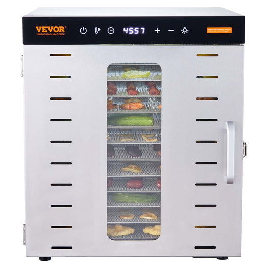 STAWAY Food Dehydrator - 10 Stainless Steel Trays, 1000W Electric Dryer for Jerky, Fruits & Veggies, Adjustable Timer & Temp, 360° Hot Air Circulation, Healthy Snack Maker