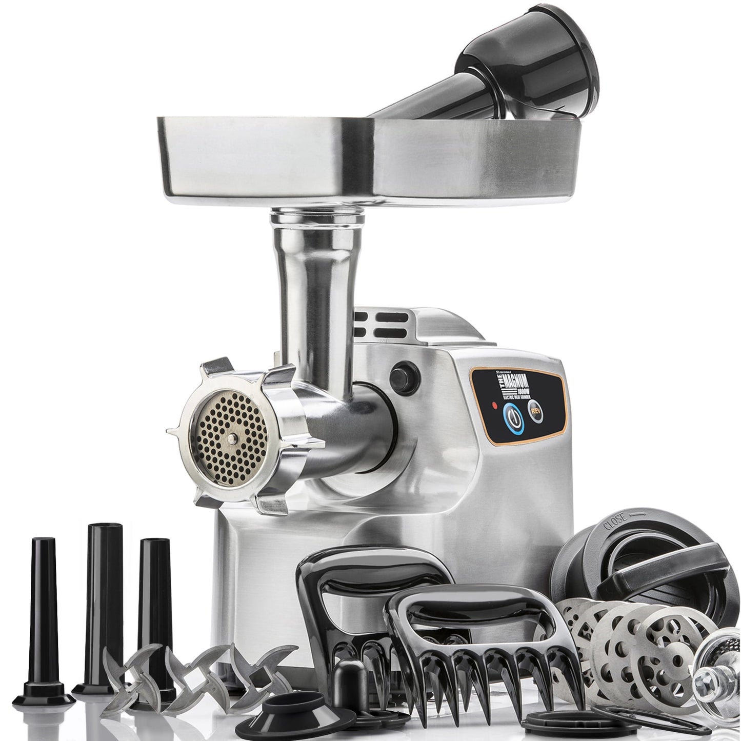 STX Intl Gen-2 Edition Magnum 1800W Air Cooled Electric Meat Grinder, Sausage Stuffer, Kubbe Maker & More