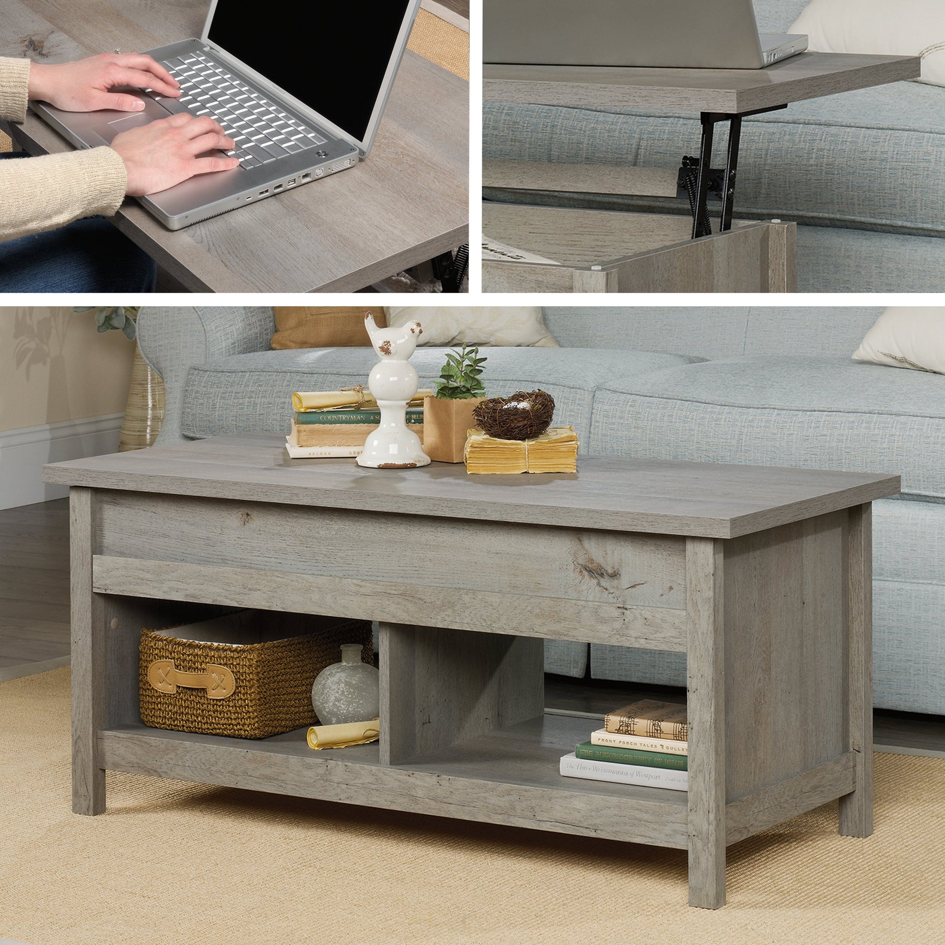 Sauder Cannery Bridge Lift-top Coffee Table, Mystic Oak Finish