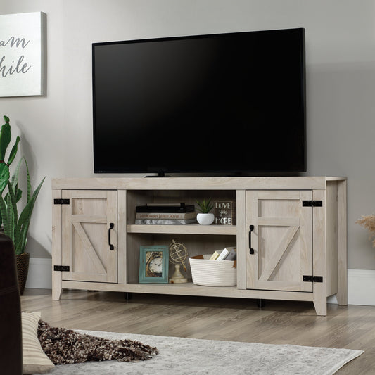 Sauder Select Farmhouse TV Stand for TVs up to 70", Chalked Chestnut Finish