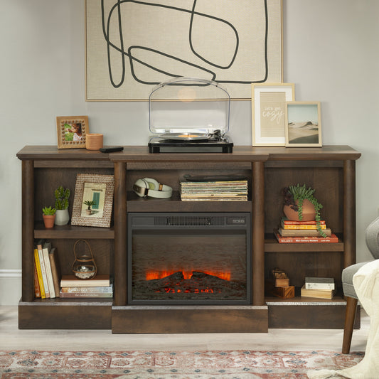 Sauder Fireplace TV Stand for TV's up to 75", Barrel Oak Finish