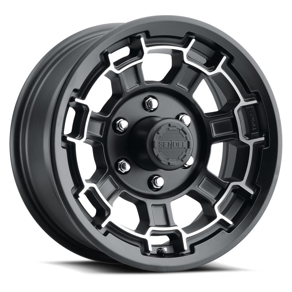 Sendel T18 16" 6-Lug Boat Camper RV Trailer Wheel Matte Black & Machined (QTY 1)