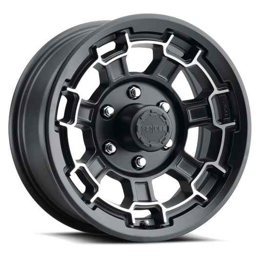 Sendel T18 16" 6-Lug Boat Camper RV Trailer Wheel Matte Black & Machined (QTY 1)