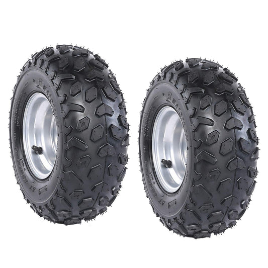 Set of 2 YC Yier 6" Go Kart Tires 145/70-6 Tires Go Kart ATV Wheel Tire with Rim Tubeless 3 Stud Wheels for DIY Part ATV Quad Buggy Go Cart 4 Wheelers Dune Buggy Dolly Cart Scooter Silver