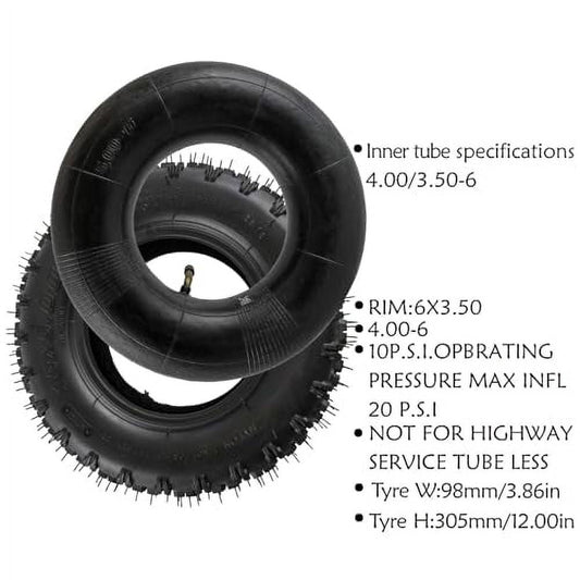 Set of 4 Go Kart ATV Tires - 2PCS 13x5.00-6 Front & 2PCS 4.10-6 Rear with Inner Tubes - Ideal for Scooters, Quad Bikes, and 4 Wheelers
