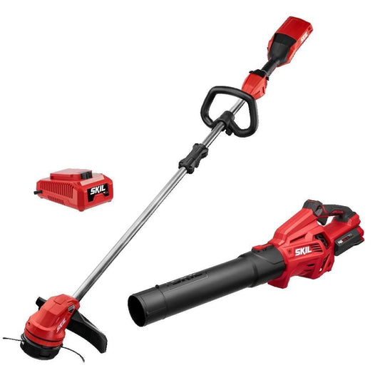 SKIL PWR CORE Brushless 40V 14-inch String Trimmer and Leaf Blower Kit, with Battery and Charger
