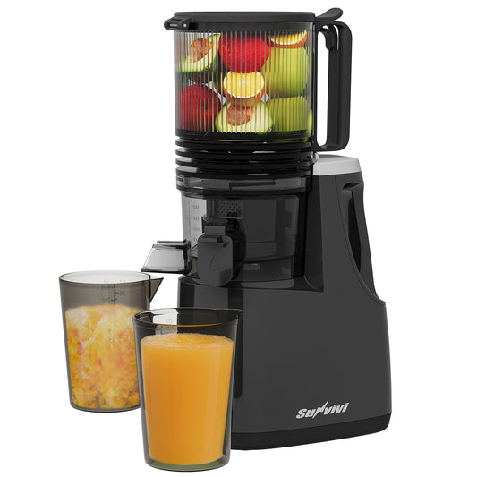 Sunvivi Slow Cold Press Juicer with 5.9" Wide Feed Chute - Masticating Juicer - Black