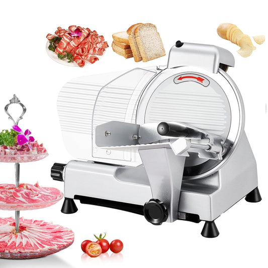 Soonbuy 10" Commercial Meat Slicer, 240W Electric Frozen Meat Slicer with Premium Hard Chrome Plated Blade for Cheese, Bread, Deli, Semi-Auto Slicer 0-13mm Adjustable Thickness