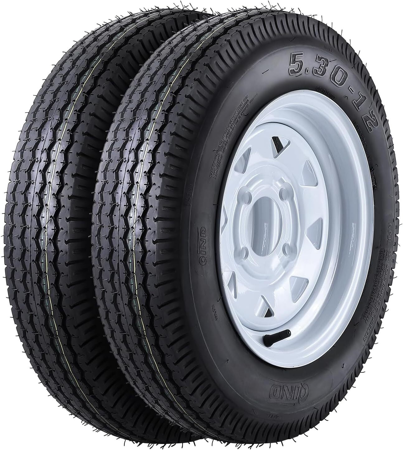 Soonbuy Set of 2 Trailer Tires, 5.30-12, 6PR, With 12" Rim