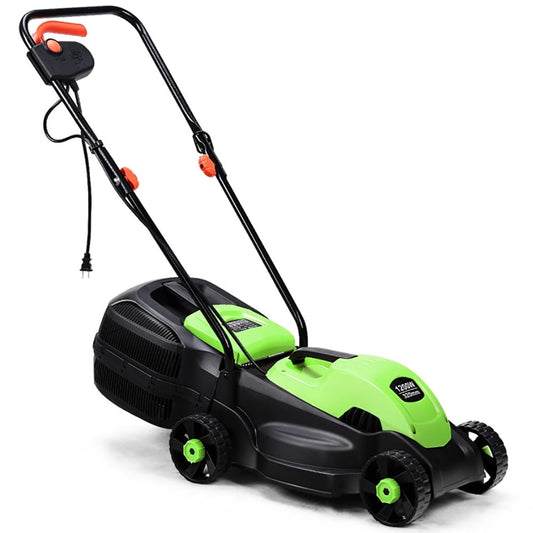 Spaco 14 inch Electric Push Lawn Corded Mower with Grass Bag-Green, 1200 W Battery Lawn Mower Cuts Quietly, Compact & Lightweight Hay Mower with 30L Capacity Collect Grass Box