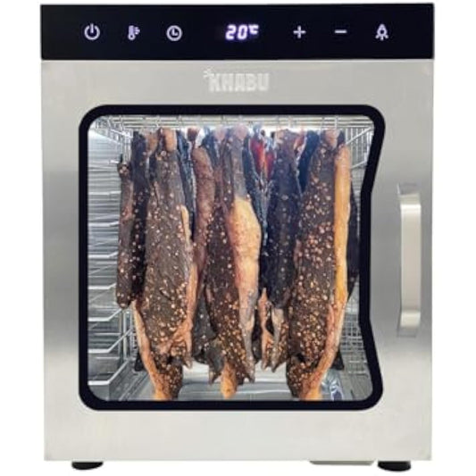 Stainless Steel Biltong Box Food Dehydrator and Drying Cabinet – Large 10 Trays, 5 Hanging Rods, with 20-90°C Temperature Control – Perfect for Drying Biltong, Meat, Vegetable & Fruit