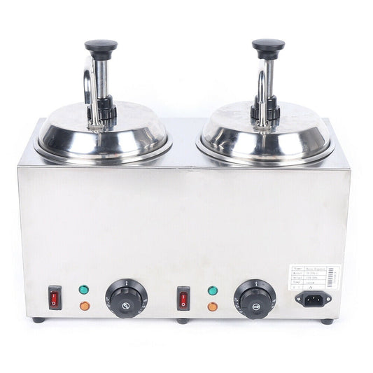 Stainless Steel Electric Cheese Dispenser, 1600W Double-Head Sauce Warmer Cheese Dispenser, 110V Chili Butter Melter Hot Fudge Caramel Warmer