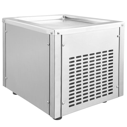 Stainless Steel Fried Ice Cream Roll Machine with Compressor, 11" x 9.5" Ice Cream Pan for Homemade Rolled Ice Cream, Frozen Yogurt, Dessert – Includes 2 Scrapers