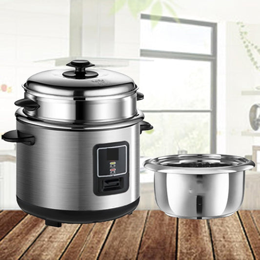 Stainless Steel Household Rice Cooker, Uncoated Healthy Rice Cooker, Steam Up and Down Boil Digital Slow Cooker, Thickened Liner, Rapid Heat Conduction(4L)