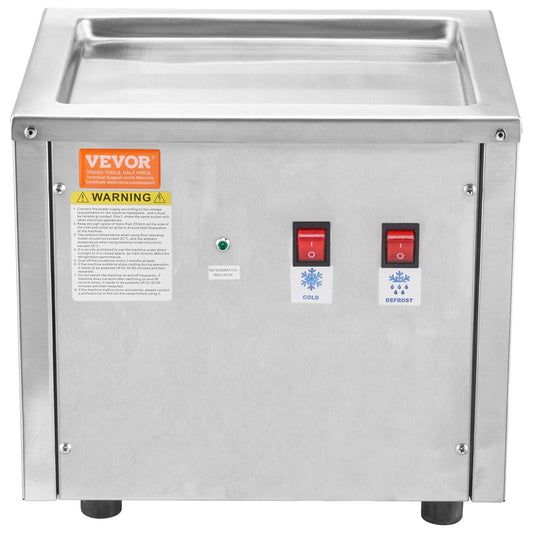 Stainless Steel Stir-Fried Ice Cream Pan, 11"x9.5" Rolled Ice Cream Maker w/ Compressor & 2 Scrapers - DIY Dessert Machine