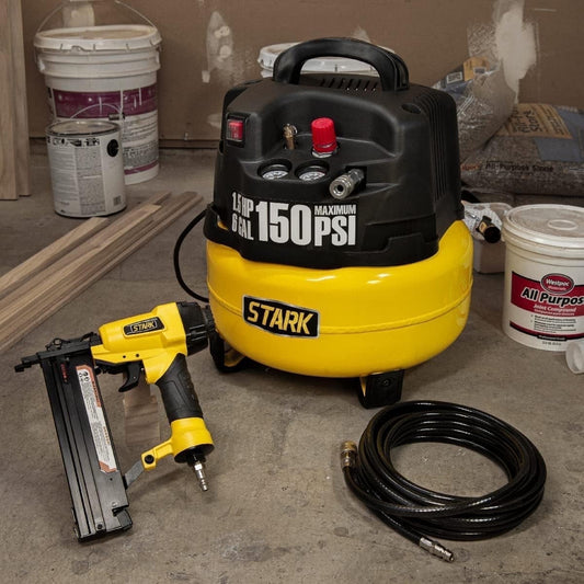 Stark USA 18 Gauge Brad Nailer & 6 Gallon Oil-Free Pancake Air Compressor Combo Kit