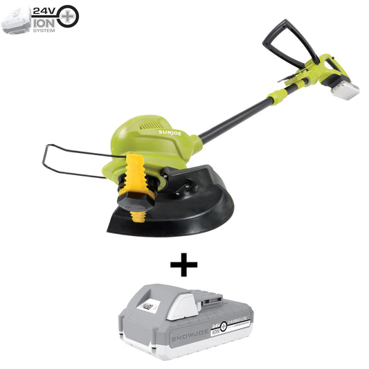 Sun Joe 24V Cordless 10-inch Stringless Lawn Trimmer, 2.0-Ah Battery & Charger
