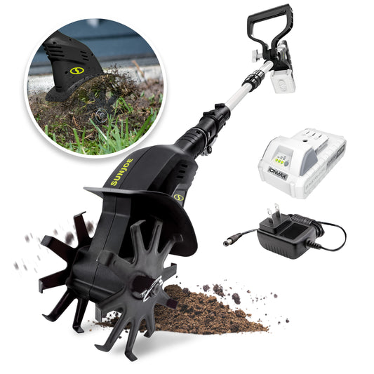 Sun Joe 24V Cordless Telescoping Garden Tiller + Cultivator, 2.0-Ah Battery & Charger