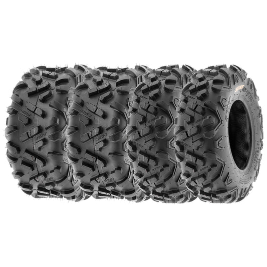 SunF All Terrain ATV UTV Quad Mini Bike Tires 145/70x6 145x70/6(14x6-6) & 19x7-8 6 PR A051 (Complete Full Set of 4)