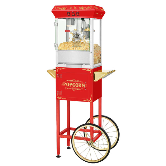Superior Popcorn 82-P056 8 oz Movie Night Popcorn Popper Machine with Cart - Red
