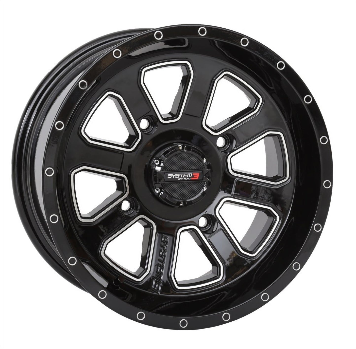 System 3 ST-4 14x7 ATV/UTV Wheel - Gloss Black (4/110) 2+5 [14S3-4111]