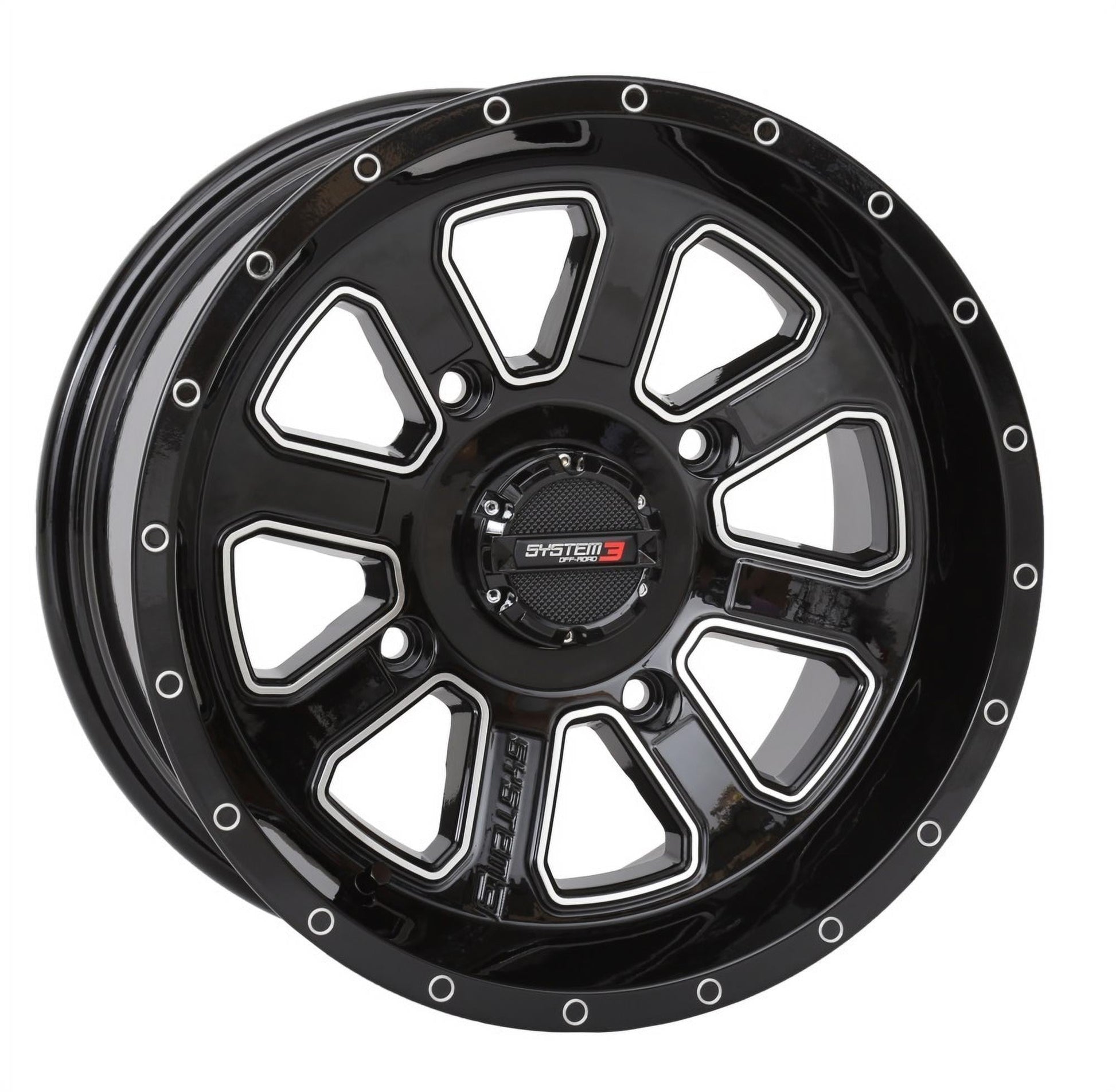 System 3 ST-4 14x7 ATV/UTV Wheel - Gloss Black (4/110) 2+5 [14S3-4111]