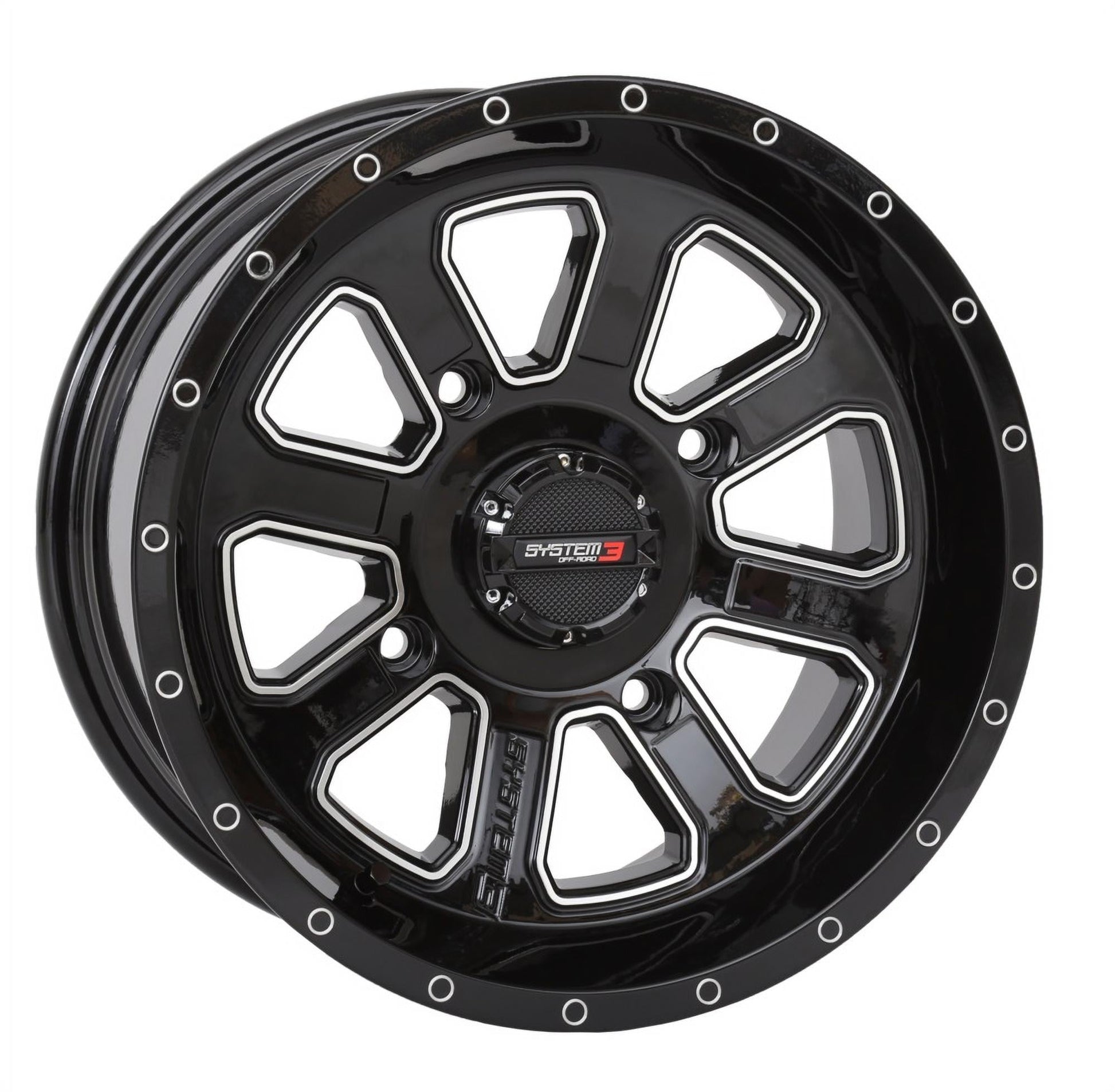 System 3 ST-4 14x7 ATV/UTV Wheel - Gloss Black (4/110) 4+3 [14S3-4110]