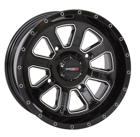 System 3 ST-4 14x7 ATV/UTV Wheel - Gloss Black (4/110) 4+3 [14S3-4110]