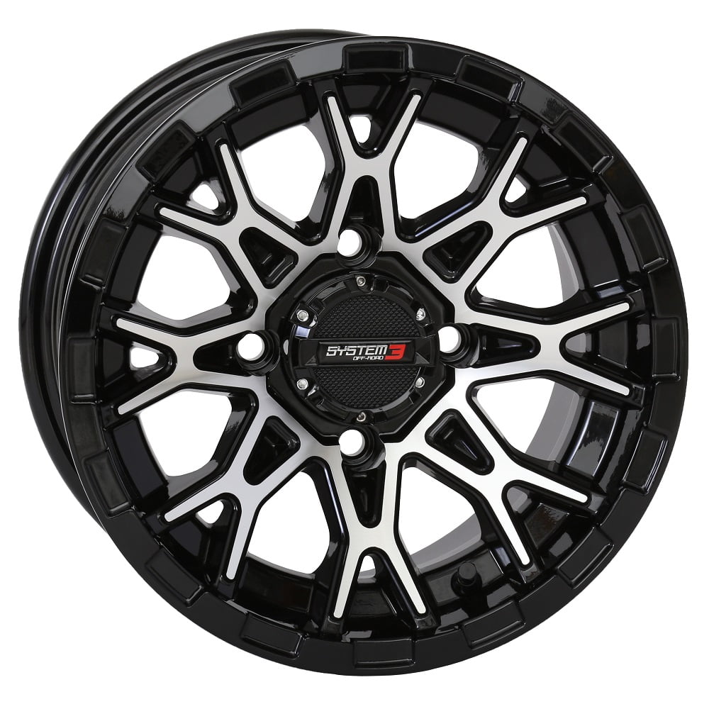 System 3 ST-6 12x7 ATV/UTV Wheel - Gloss Black (4/110) 4+3 [12S3-6010]