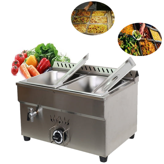 TECHTONGDA LP Gas Food Warmer Bain Marie 2-Pan W/Pressure Relief Valve