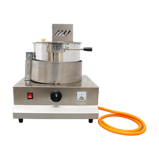 TECHTONGDA Popcorn Machine Maker Liquefied Gas Heat Stir Single Pot Commercial Gas Automatic 110V