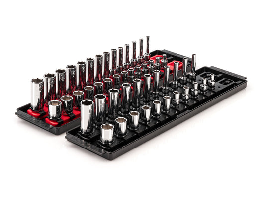 TEKTON 1/4 Inch Drive 6-Point Socket Set with Rails, 50-Piece (5/32-9/16 in., 4-15 mm) | SHD90215