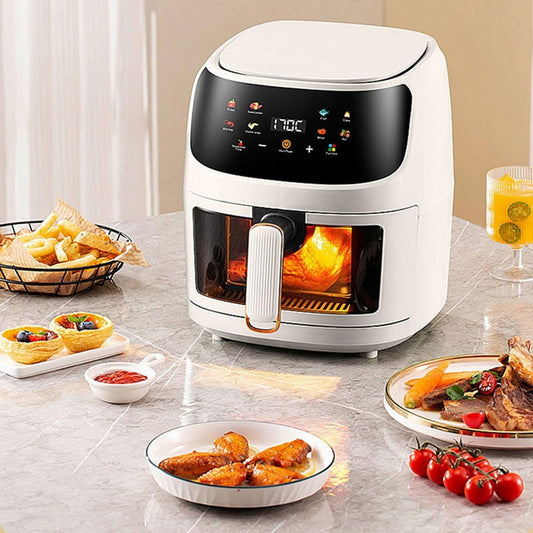 TOP! Air Fryer Smart Touch Screen Visual Electric White US Plug