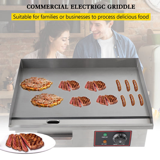 TOPTENG Commercial Electric Griddle 22'' Flat Top Grill Countertop Griddle 3000W 110V Stainless Steel Teppanyaki Grill Large Griddles for Restaurant Kitchen