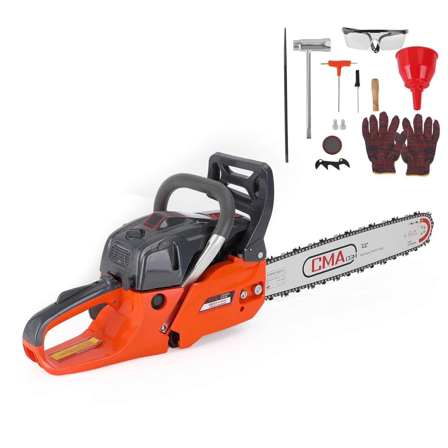 TOPTENG Gas Cordless Chainsaw 22 inch, 2-Cycle Gasoline Powered Chain Saw, 68CC Handheld Cordless Chainsaw, Automatic Chain Oiler, Garden Tool for Cutting Wood Trees